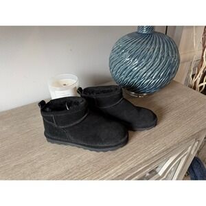 Bearpaw Suede Ankle Boots Women Black Size 6